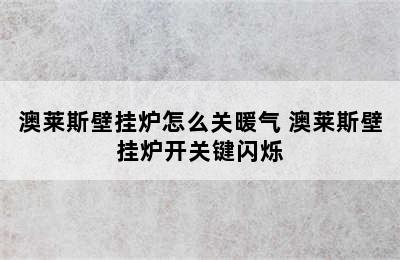 澳莱斯壁挂炉怎么关暖气 澳莱斯壁挂炉开关键闪烁